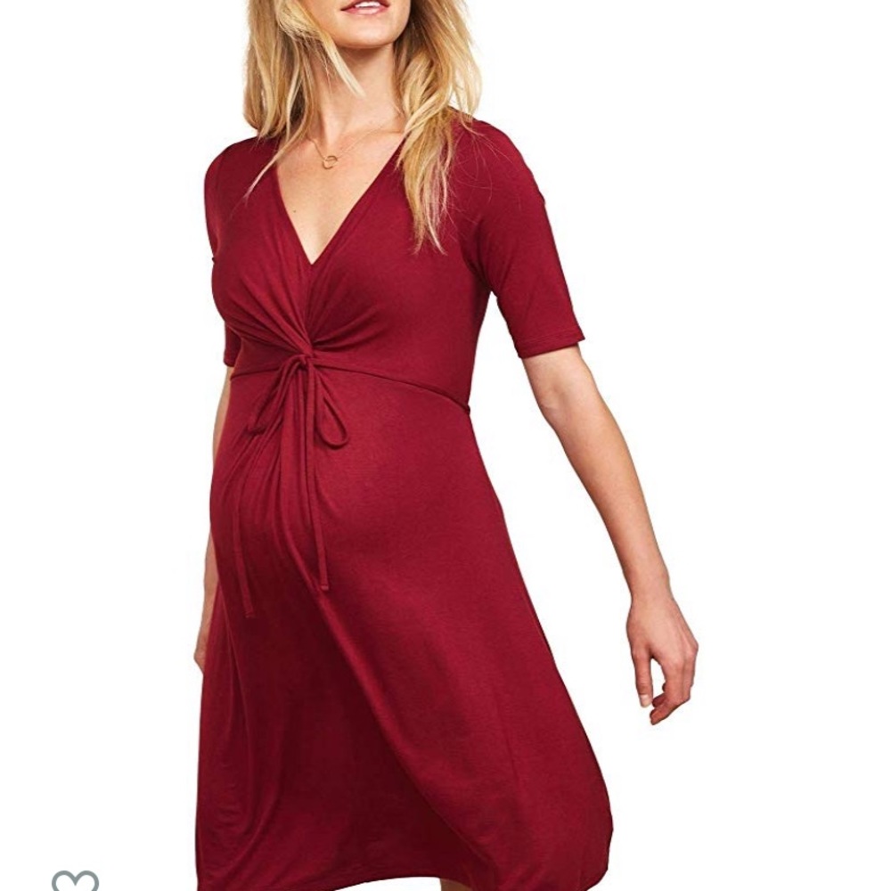 Maternity 3/4 Sleeve Knot Front A-line Dress